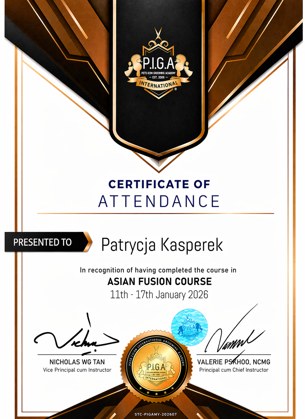 Pets Icon Grooming Academy (P.I.G.A.) — Asian Fusion Course — 11–17 stycznia 2026 (nr STC-PIGAMY-202607)