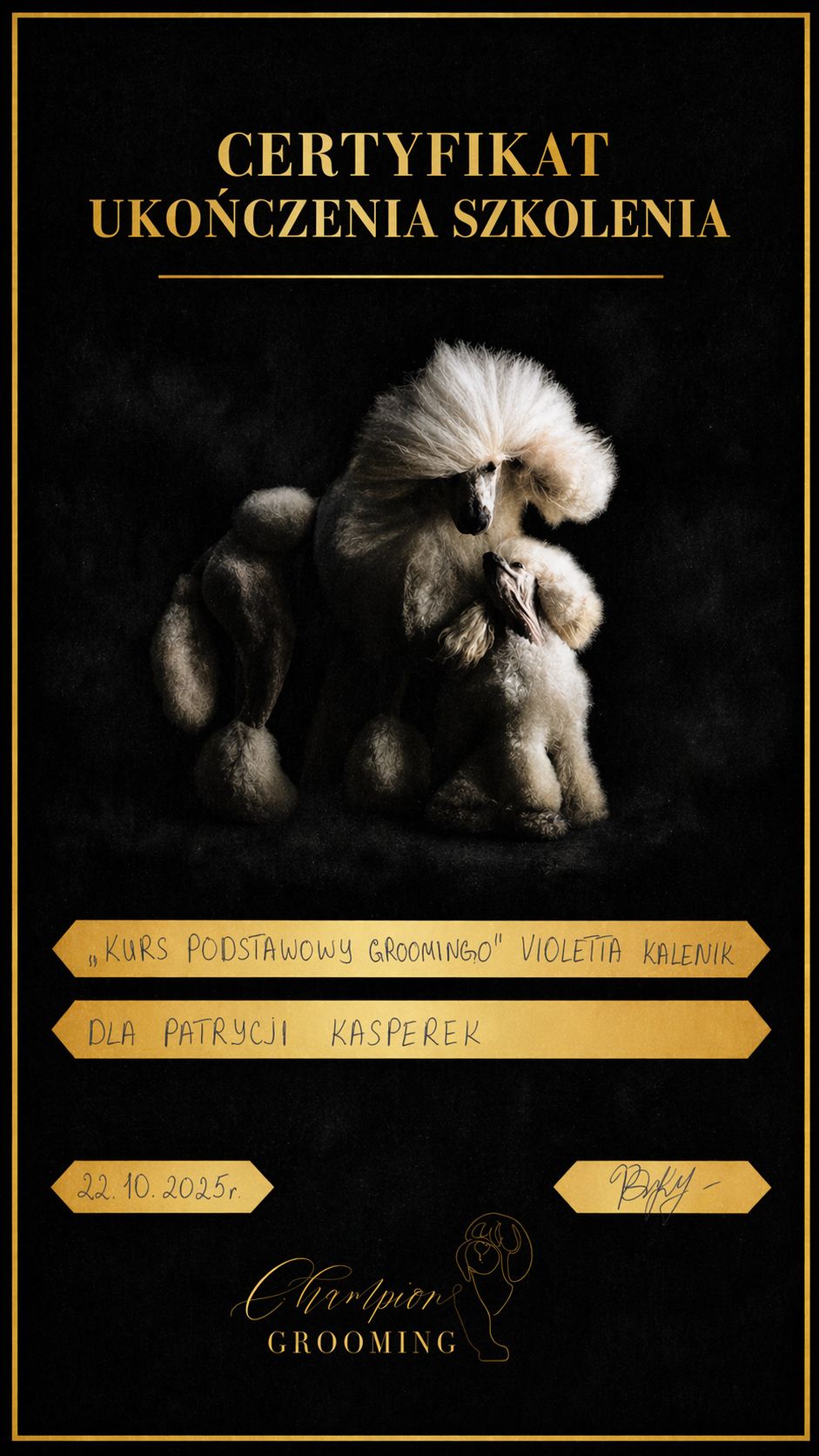 Champion Grooming — Kurs podstawowy groomingu (Violetta Kalenik) — 22.10.2025
